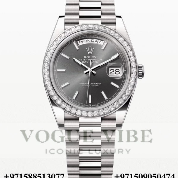 Rolex Day Date 40 , Oyster , White Gold and Diamond