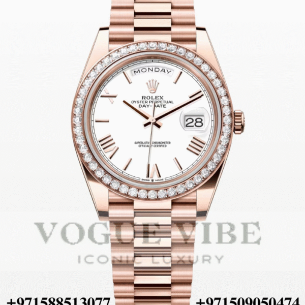 Rolex Day Date Oyster , Everose Gold and Diamonds