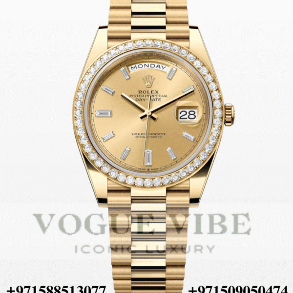 Rolex Day Date 40 , Oyster , Yellow Gold and Diamonds
